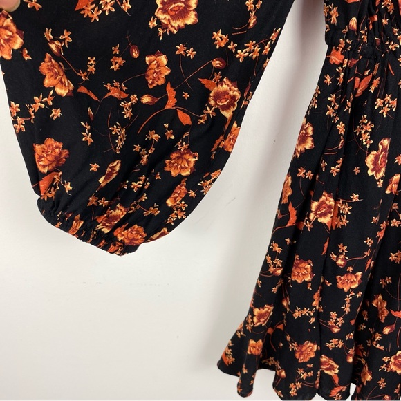 FREE PEOPLE ‘Flower Fields’ Boho Mini Dress, Black/Orange Floral, Size Small - Picture 10 of 16